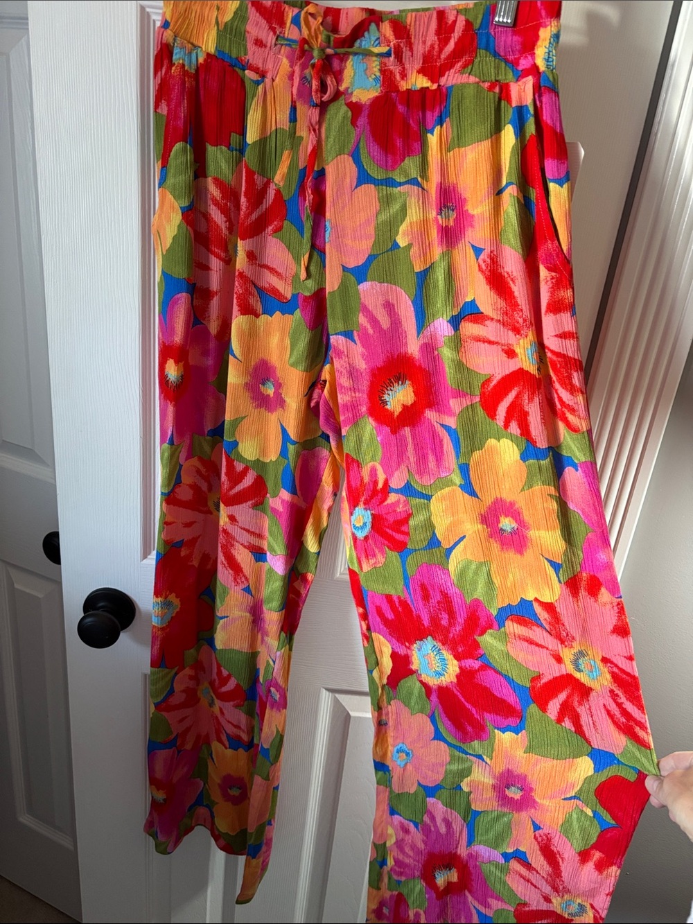 Billabong Floral Wide-Leg Pants - Pink, Red, Yellow, Green, Blue